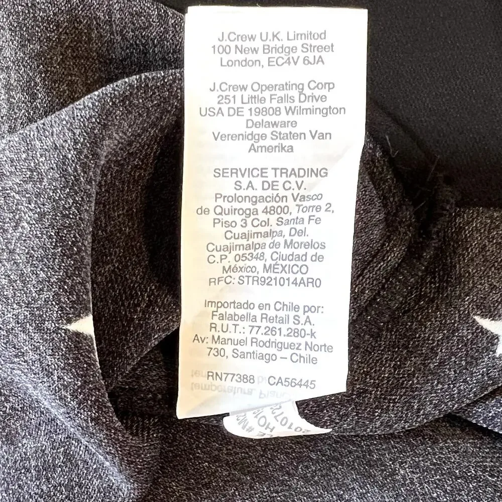 J. Crew Long Sleeve V Neck Star Popover Blouse Black White Womens XS